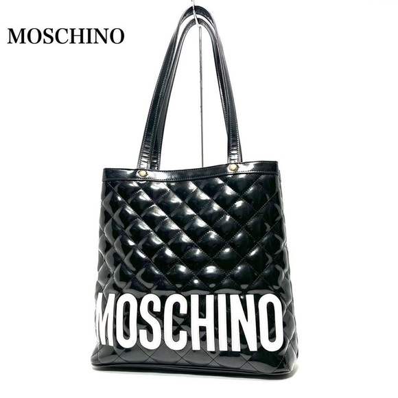 Moschino Handbags - Moschino Patent Leather Signature Logo Bag